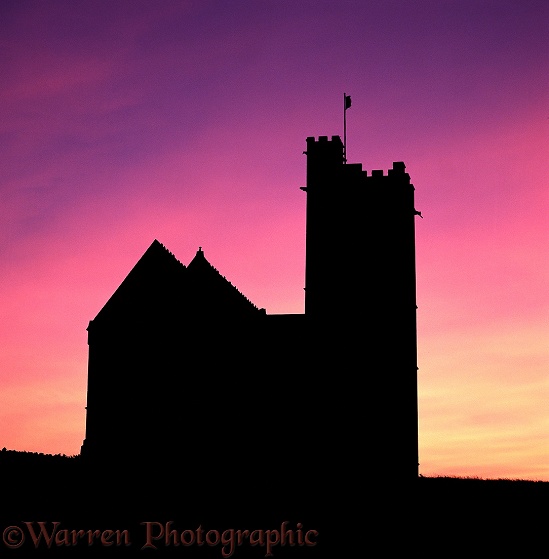 Church at sunset.  Lundy Island, England