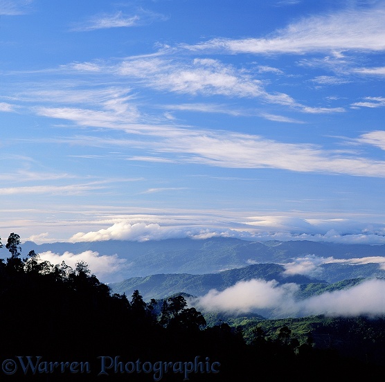 Clouds and mountains near Mt. Kinabalu.  Borneo