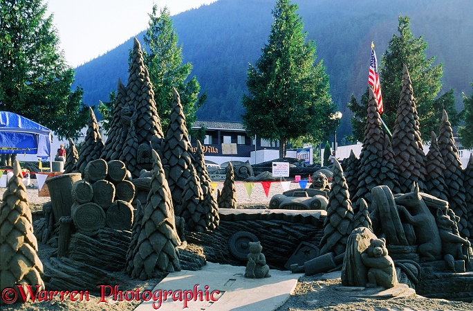 Winner of the Harrison Hot Springs sand sculptures competition, 1996.  British Columbia, Canada