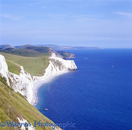 Dorset coastal view with chalk cliffs.  England