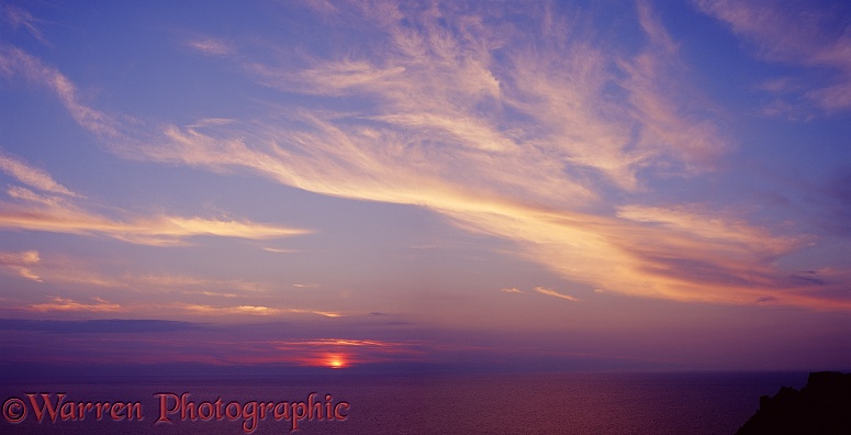Sunset.  Lundy Island, England