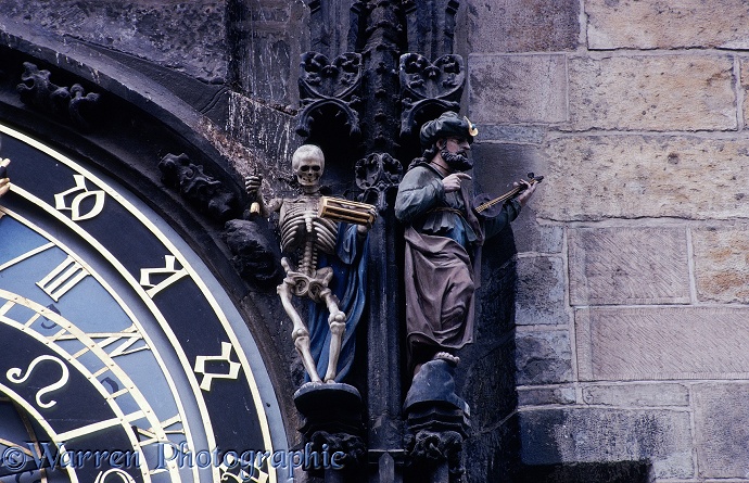 Detail of clock in Prague.  Czechoslovakia