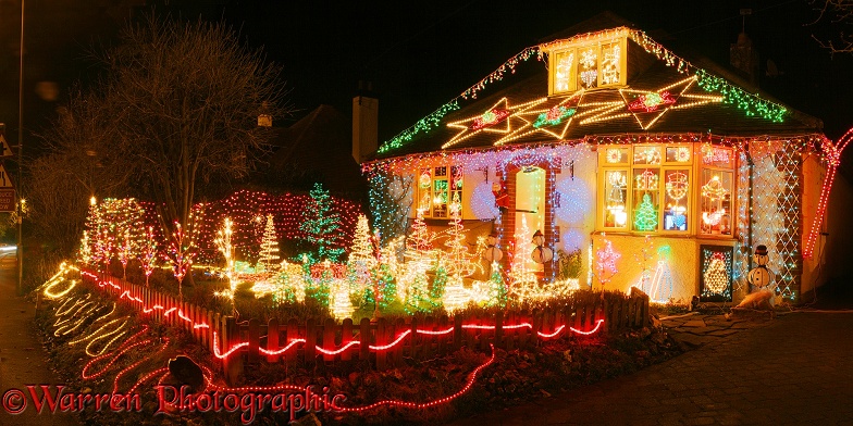 Christmas lights in Merrow.  Surrey, England