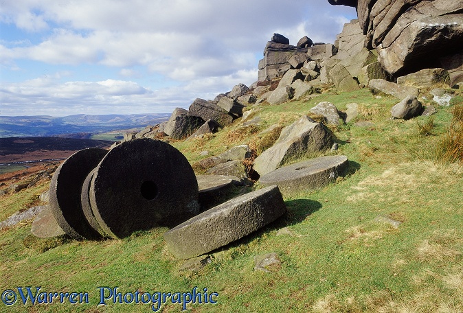 Abandoned millstones.  Peak District, England