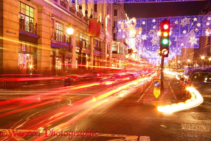 Regent Street at night.  London, England