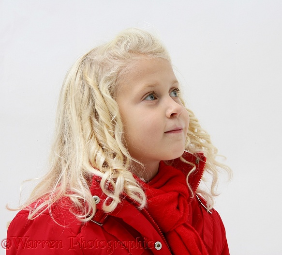 Siena (5) with red coat and scarf on, white background