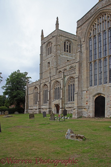 Tattershall parish church showing doorway (centre image) from which Pipistrelle bats emerge