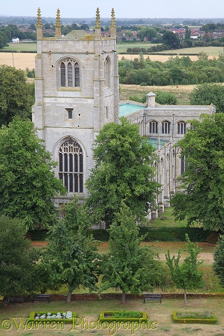 Holy Trinity Church, Tattershall viewed from the nearby castle battlements