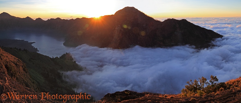 Rinjani crater rim at sunset.  Lombok, Indonesia