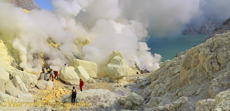 Sulphur mine at Kawah Ijen.  Java, Indonesia