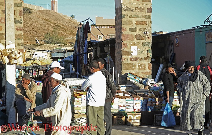 Village street scene, Draa Valley.  Morocco