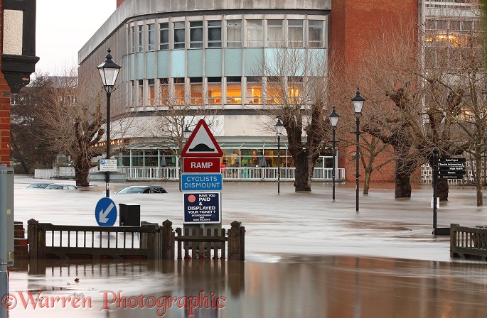 River Wey flooding Guildford.  Surrey, England