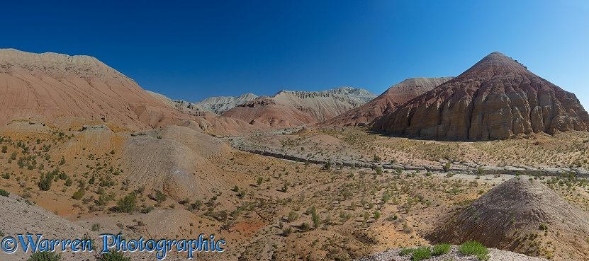 Colourful rocks at Aktau Mountains, Altyn Emel National Park.  Kazakhstan