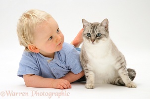Toddler with Bengal cat