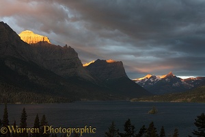 Lake and mountains at sunrise