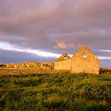 Dilapidated building and graveyard