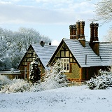 Warren House in the snow