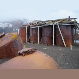 Rusting remains of an old whaling station