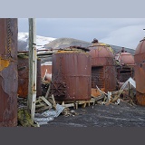 Rusting remains of an old whaling station