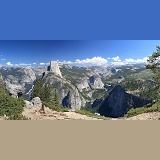 Panoramic view of Half Dome and Vernal Falls