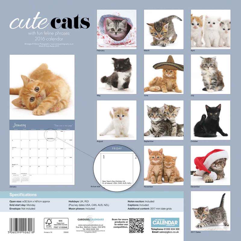 Cute Cats calendar back 1