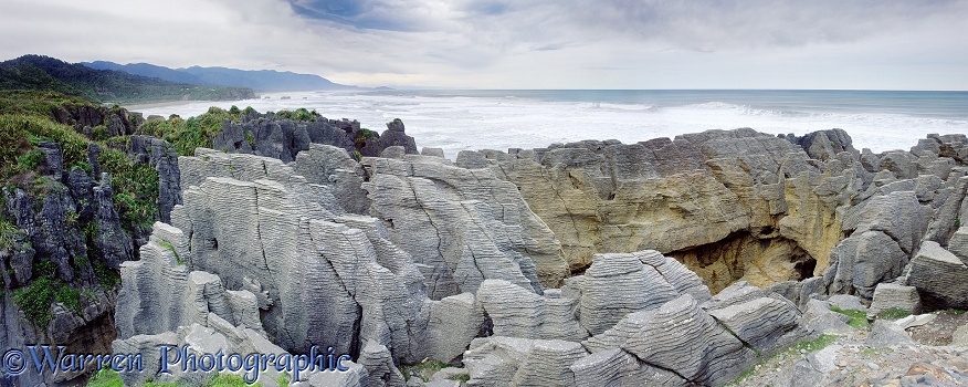 The Pancake Rocks panorama.  New Zealand