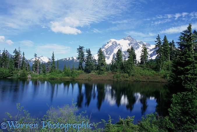 Highwood Lake and Mt. Shuksan - Spring.  Washington State, USA