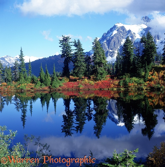 Highwood Lake and Mt. Shuksan - Autumn.  Washington State, USA