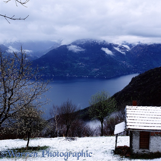 Lake and snow in Italy