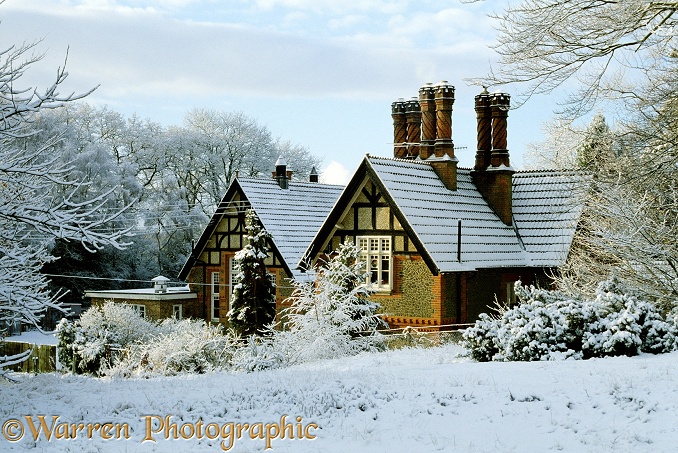 Warren House in the snow