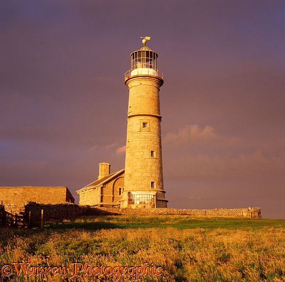 Lundy old lighthouse.  Lundy Island, England