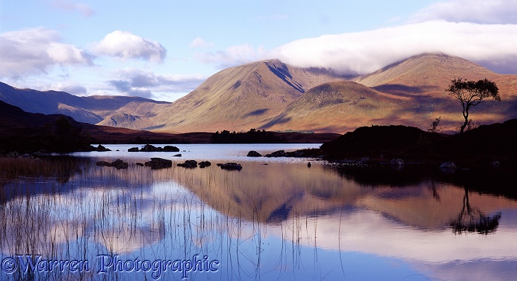 Loch with reflections.  Western Highlands, Scotland