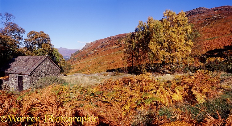 Autumnal landscape at Ashness Bridge.  Lake District, England