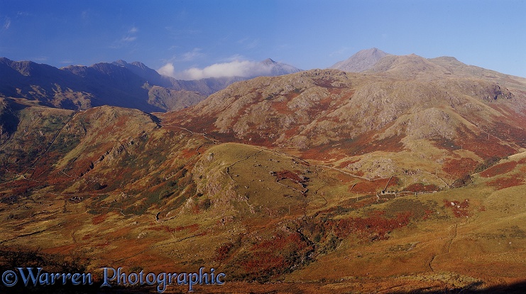 Panoramic view of Mt. Snowdon.  Snowdonia, Wales