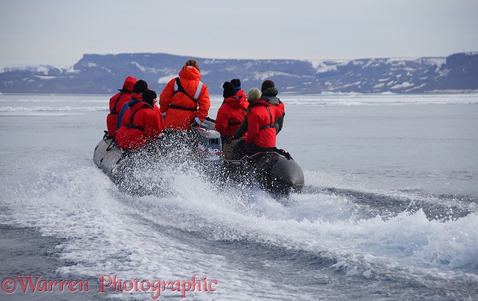 Tourists in zodiac boat.  Antarctica