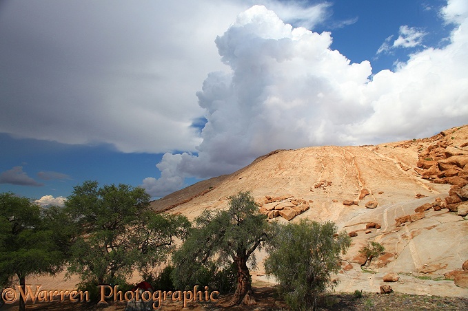 Rain clouds over Bloedkoppe.  Namib Desert