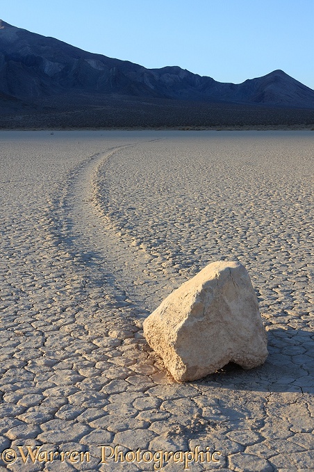 Sliding Stone or Moving Rock of Racetrack Playa.  Death Valley, California