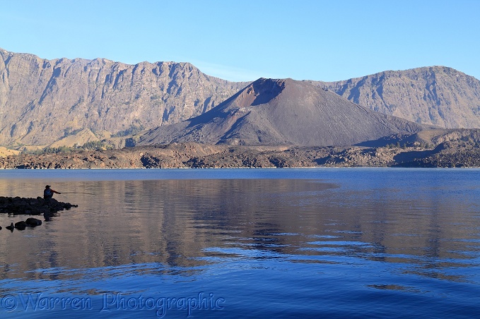 Lake in the crater of Rinjani.  Lombok, Indonesia