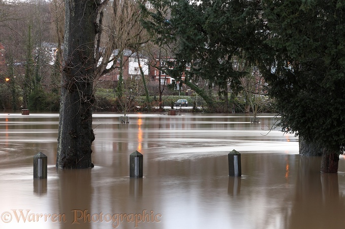 River Wey flooding Guildford.  Surrey, England