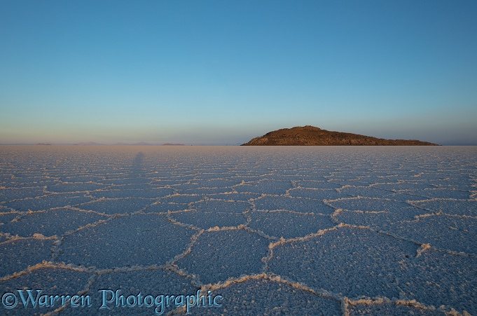 Polygon formations on surface of Salar de Uyuni Salt Pan.  Bolivia