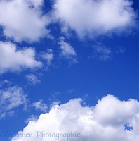 Blue sky with puffy white clouds