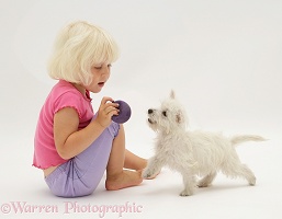 Girl with Westie pup