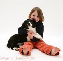 Girl with Border Collie pup