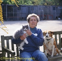 Jane Burton with cat and dog