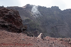 Vesuvius crater with steam vents