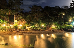 Beach resort at night