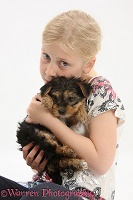 Girl with Yorkie-cross pup