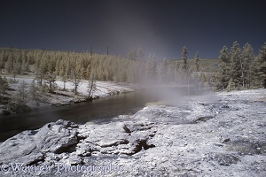 River and hot springs scene in near infrared