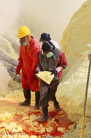 Men working the sulphur mine at Kawah Ijen