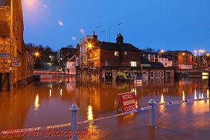 Flooding in Guildford at night